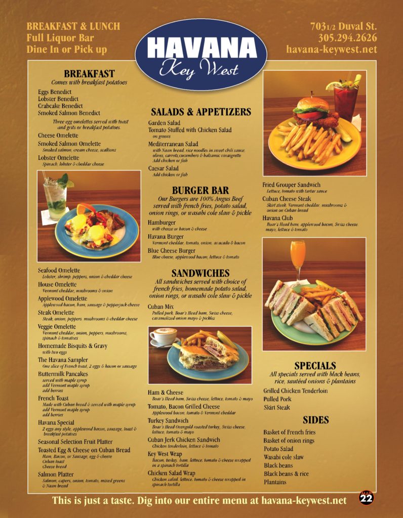 old havana restaurant menu